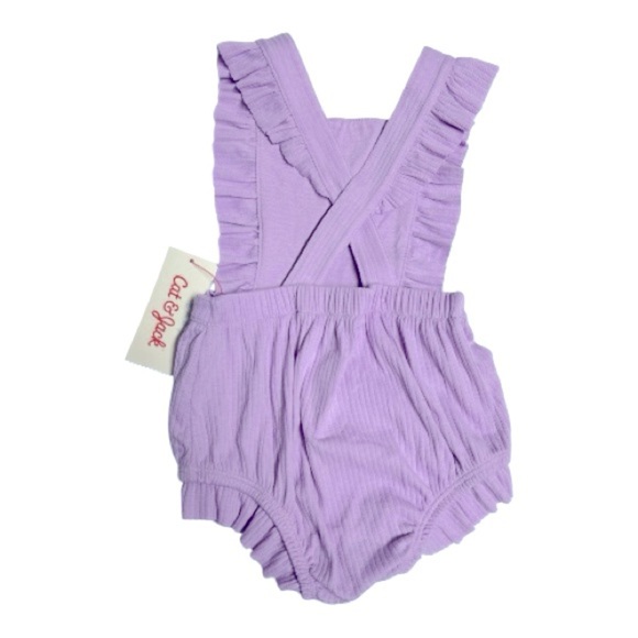 Cat & Jack Baby Girl Ruffle Suspender Romper Purple Size 12M - Picture 4 of 5